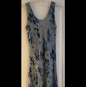 INC International Concepts Blue Long Floral Silk Dress Size 4
